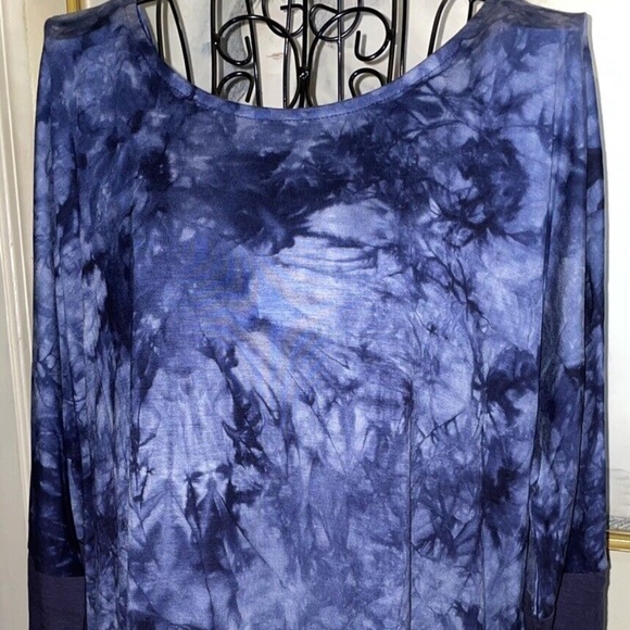 SIMPLE BY SUZANNE BETRO BLUE TIE DYE "TWOFER" DRAPED OPEN BACK TOP~1X - Picture 4 of 5